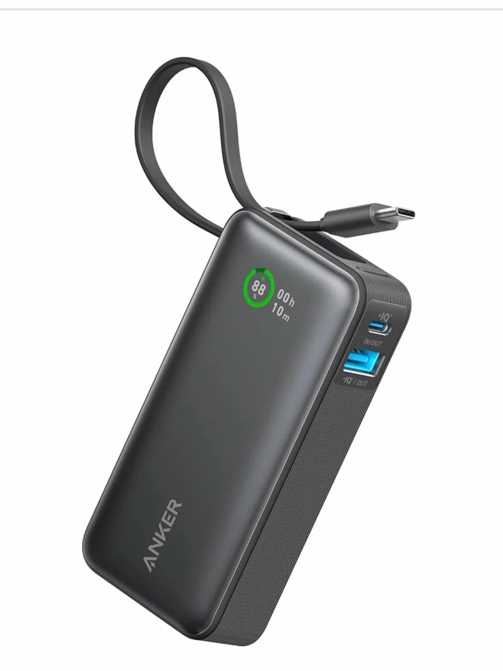 Anker Black Compact 10,000mAh Power Bank with Built-In USB-C. NEW